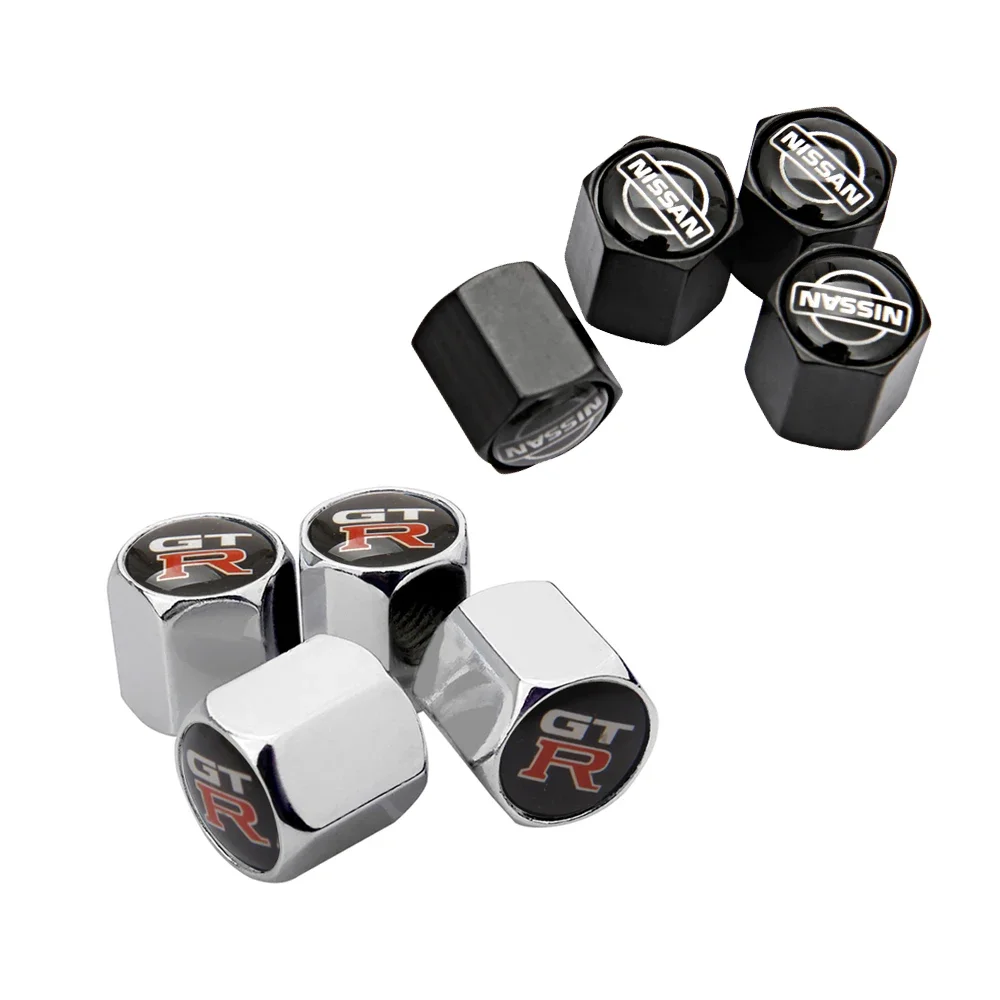 For Nissan GTR Nismo Z Logo X-Trail Xterra Qashqai Sylphy Leaf Murano Tiida 4PCS Car Tyre Dust Cover Valve Caps Wheel Decoration
