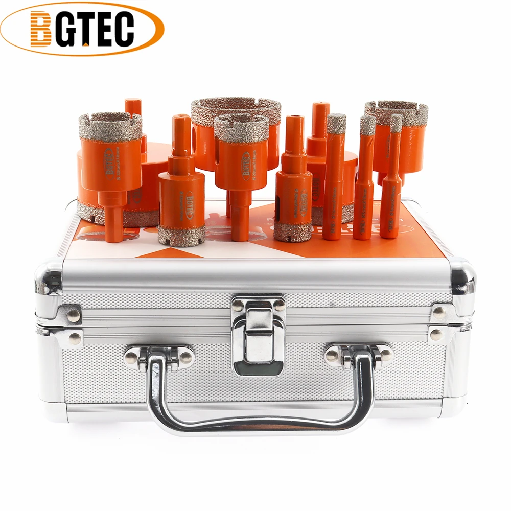 

BGTEC 11pcs/Box Diamond Drill Core Bits Set Triangle Shank Ceramic Tile Marble 6/8/10/20/25/28/32/35/45/50/65mm Drilling Crowns