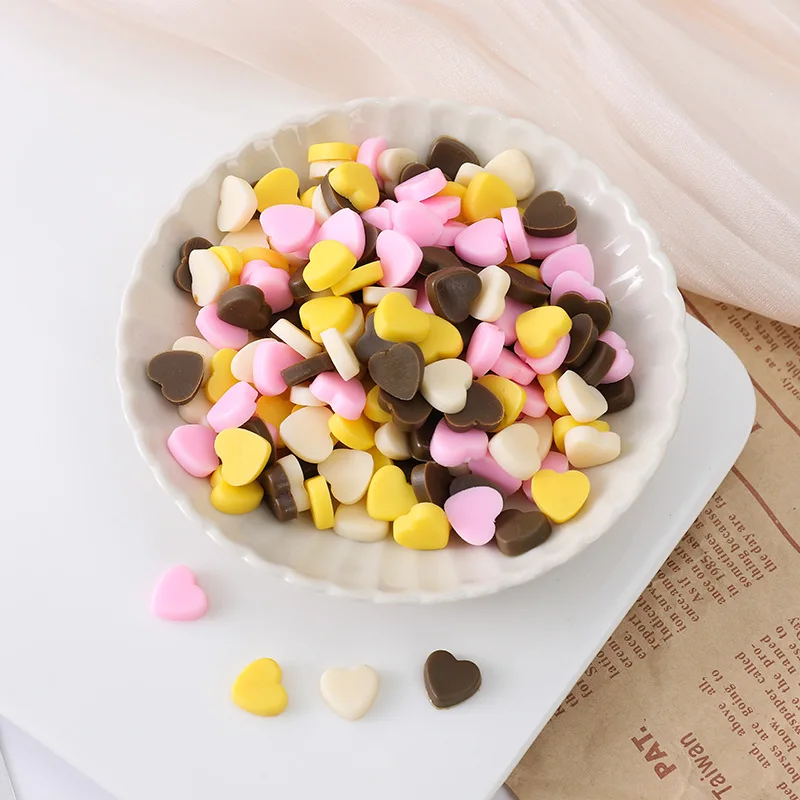 50pcs Mini Chocolate Bean Heart-Shaped Dessert Chocolate Model DIY Phone Accessories Food Toy Doll Accessories