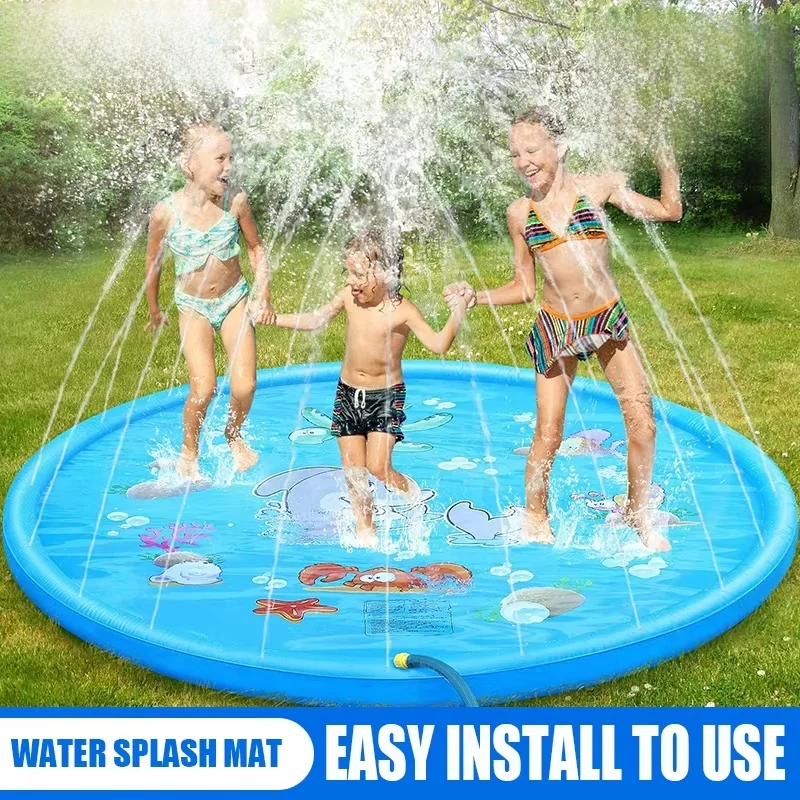 Children Play Spray Mat 170cm Beach Inflatable Water Sprinkler Pad Outdoor Game Toy Lawn Swimming Pool Mat Kids Toys