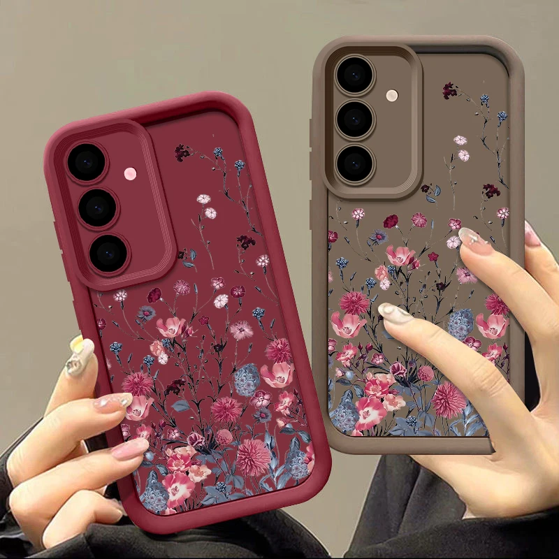 Romantic Flowers Phone Case For Samsung Galaxy S24 S23 S22 Ultra Plus S21 S24 FE A55 A34 A15 A35 A52 A53 A54 A25 A16 Soft Cover