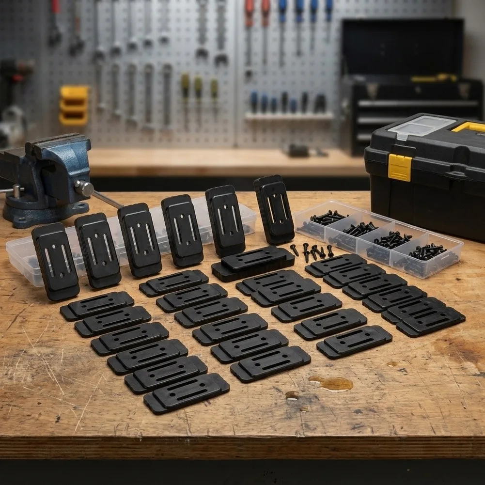 Mounting Feet Set of 24 for System Deployment ABS Plastic Construction with 48 Nails for Repeated Mounting Tasks