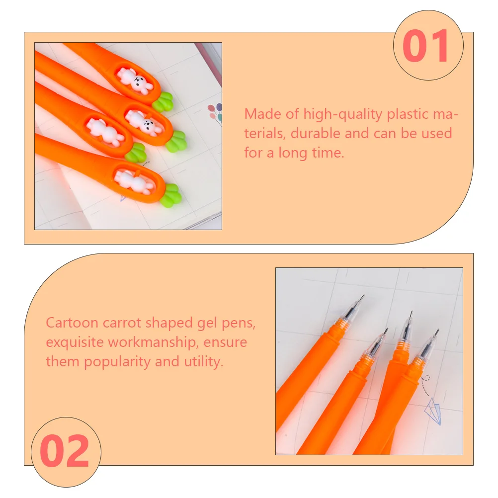 

8pcs Carrot Gel Pens Gel Ink Pen Plastic Writing Student School Supplies Neutral Pen Black Ink Stationery