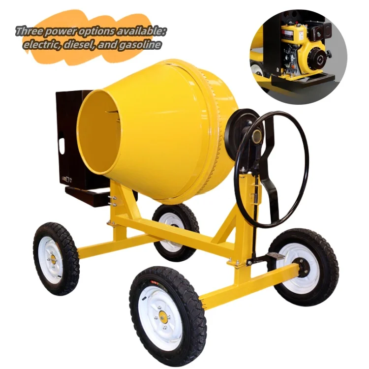 China Quality 350L-500L Mini Mobile Mortar Concrete Mixer Pump Engine Motor-Ready Mix Equipment Quality Mini Mobile