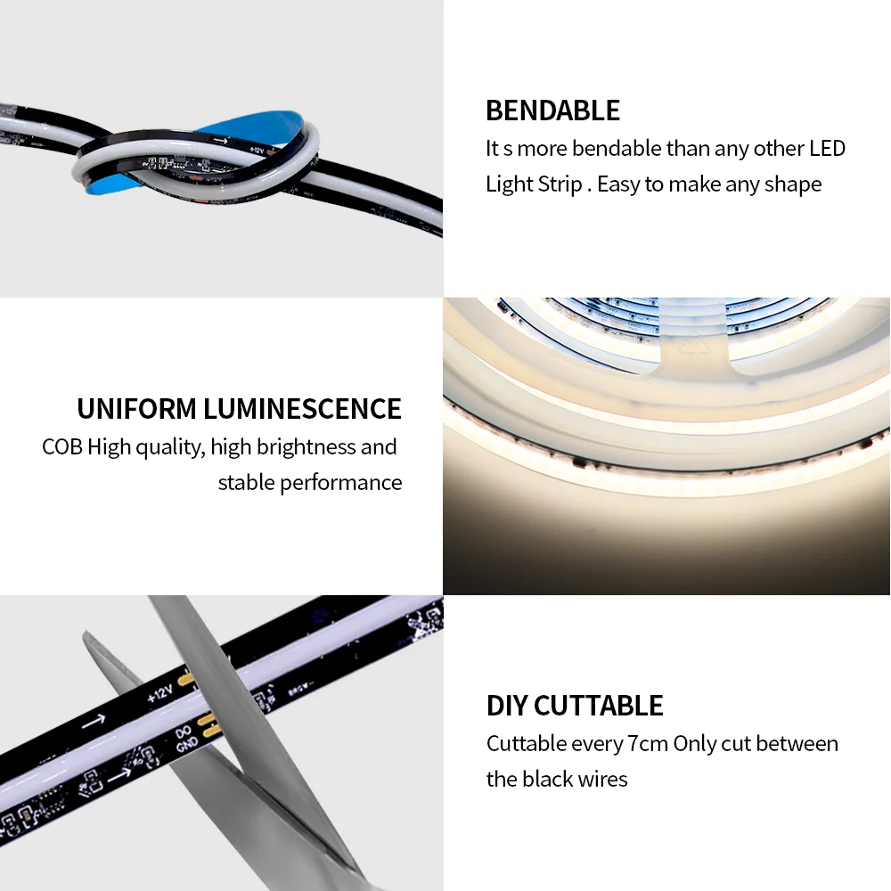 FCOB SPI RGB IC LED Light Strip WS2814, Addressable, 840LEDs/m, Dream Color, DC12V, Magic LED Light Strip, High Flexibility