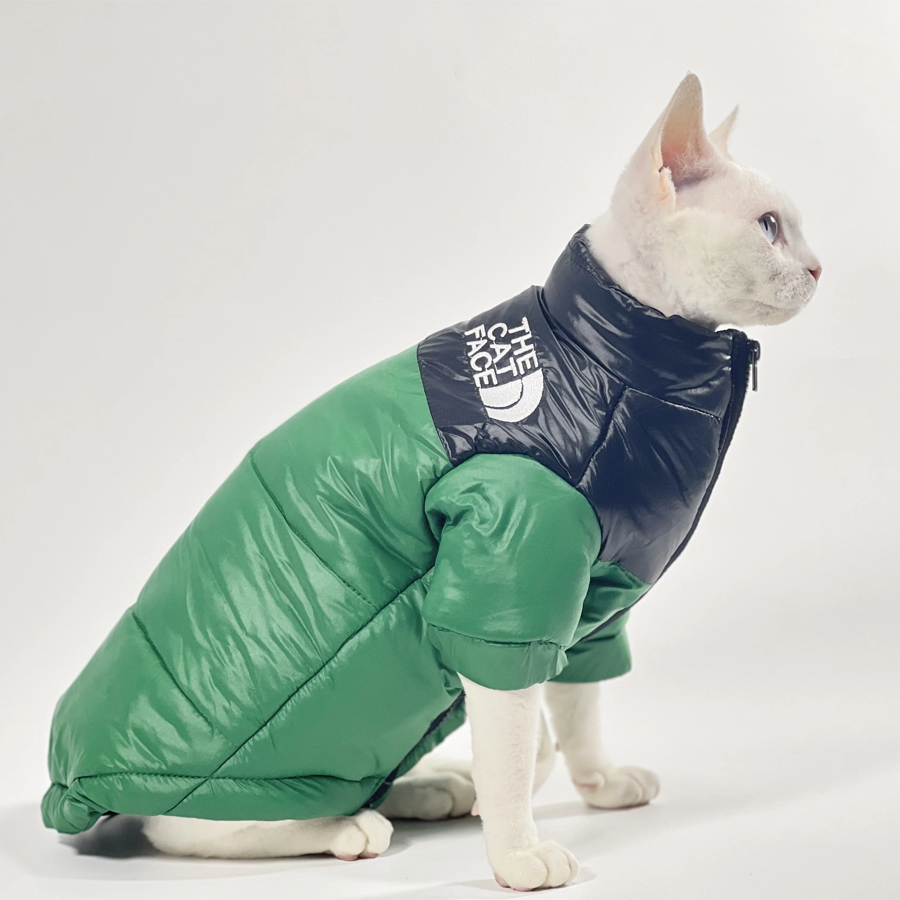 Fashion Down jacket for Sphynx Cat Warm Greatcoat Long Sleeves for Devon Rex Waterproof Coat for Kittens in Winter