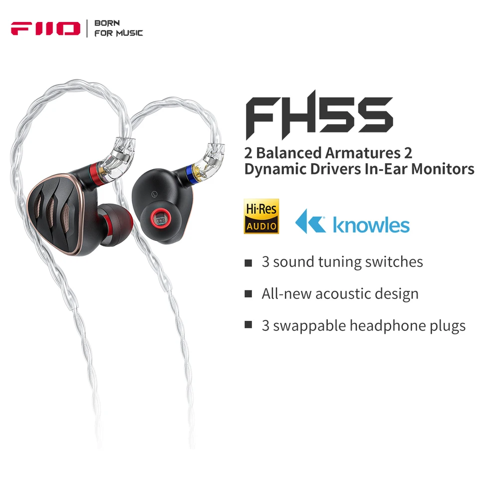 FiiO FH5s 2024 2BA+2DD in-Ear Earphones/Headphone HiFi Bass Sound