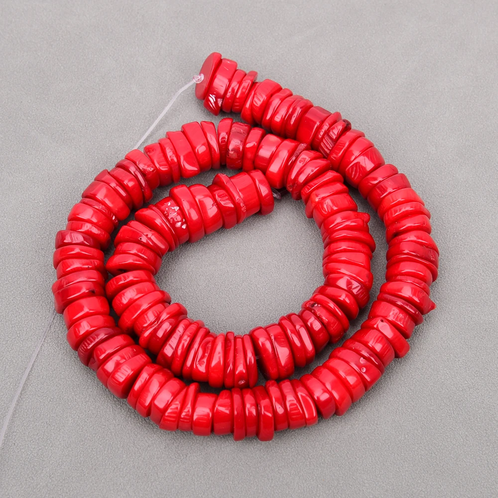 

APDGG 2 Strands Red Coral Freedom Round Coin Beads Gemstone 15.5" Strand For Necklace Bracelet Jewelry Making DIY