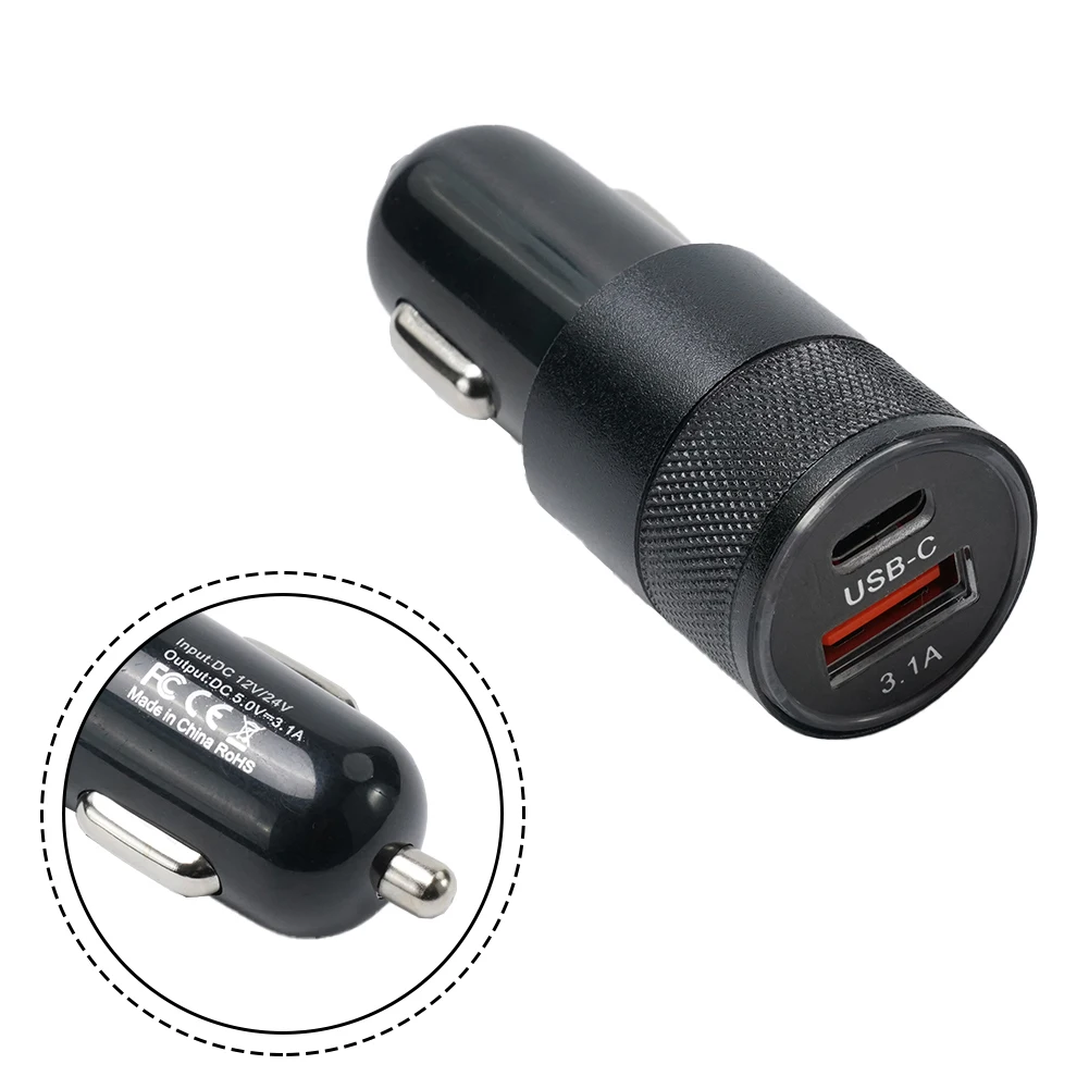 1Pcs Black 66W USB Car Charger Quick Charge 3.0 Type C Fast Charging Phone Adapter Metal Car Charging Automobile Charger view 5