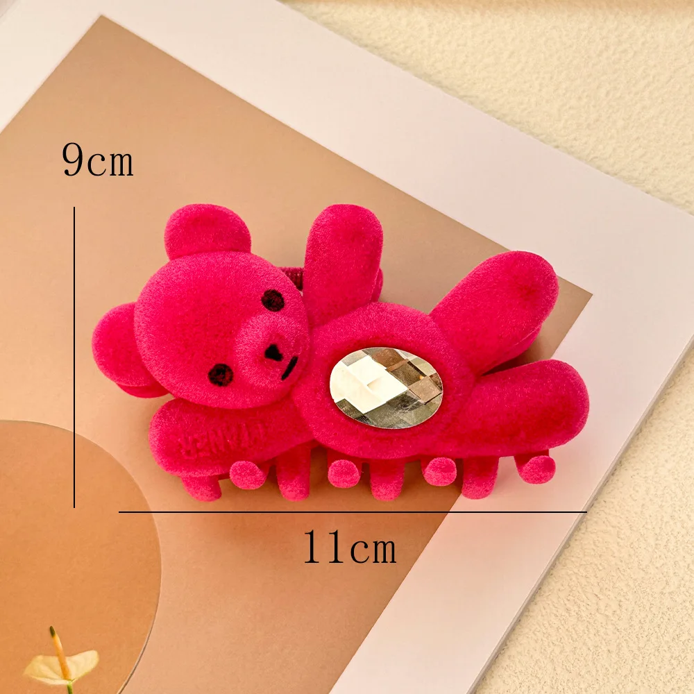 1 Stück süße winkende Teddybär-Haarspange mit hohem ästhetischem Wert, Strass-Stirnband, Hai-Clip, Valentinstag-Haar-Accessoire – Detail 8