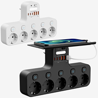 4000W European Standard Outlet Wall Mounted Smart Night Light Independent Switch Eu Plug Power Strip with USB C Ports Charging