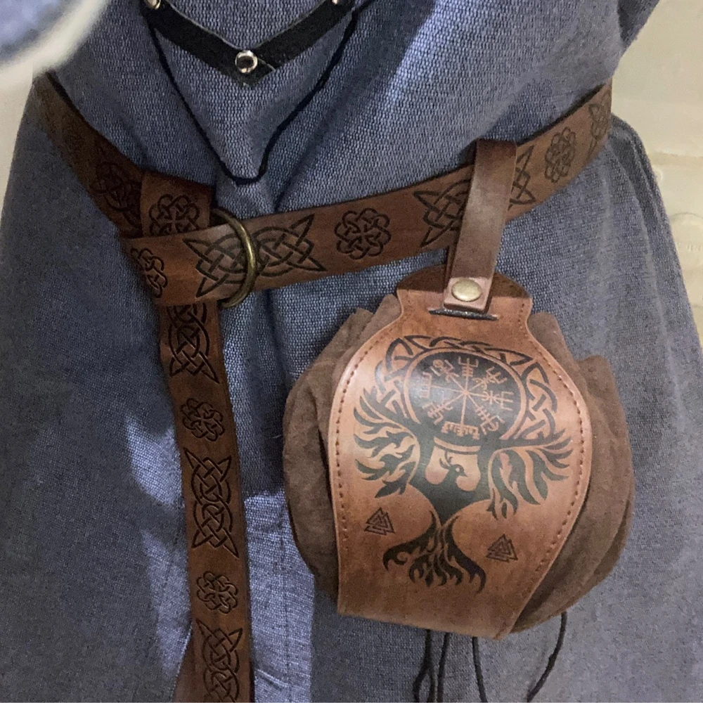 Średniowieczny Viking Mini torba monety etui mężczyźni Cosplay LARP kostium akcesoria