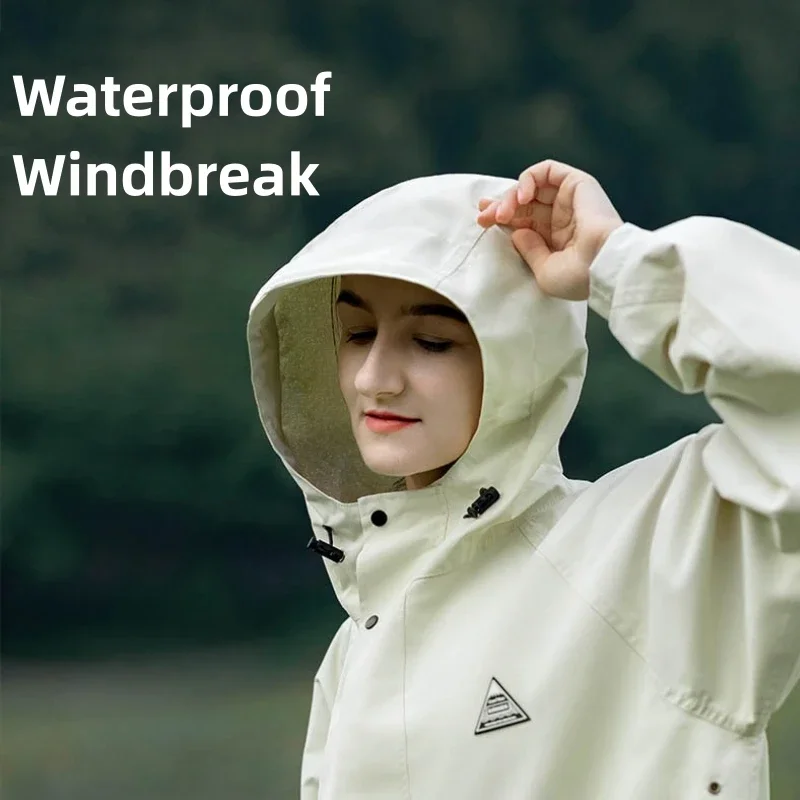 2024 Fashion Women Raincoat Multifunctional Highquailty Waterproof Windbreak Outdoor Portable Hoody Coat Hiking Camping Poncho