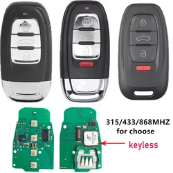 KEYECU Replacement Keyless 754J Complete Smart Key 315/433/868MHZ for Audi A6L A7 Q5 A4L A8L 2013-2019 with Key Shell 3/4Buttons