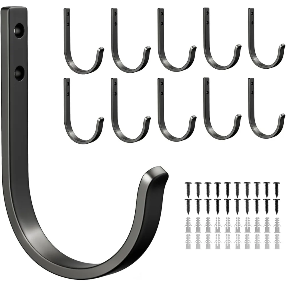 

10-Pack Wall Hooks for Hanging Towel/Coat - 22LB Screw in Metal Hanger Wall Mount, for Outdoor, Closet, Door, Bathrooms, for Bac