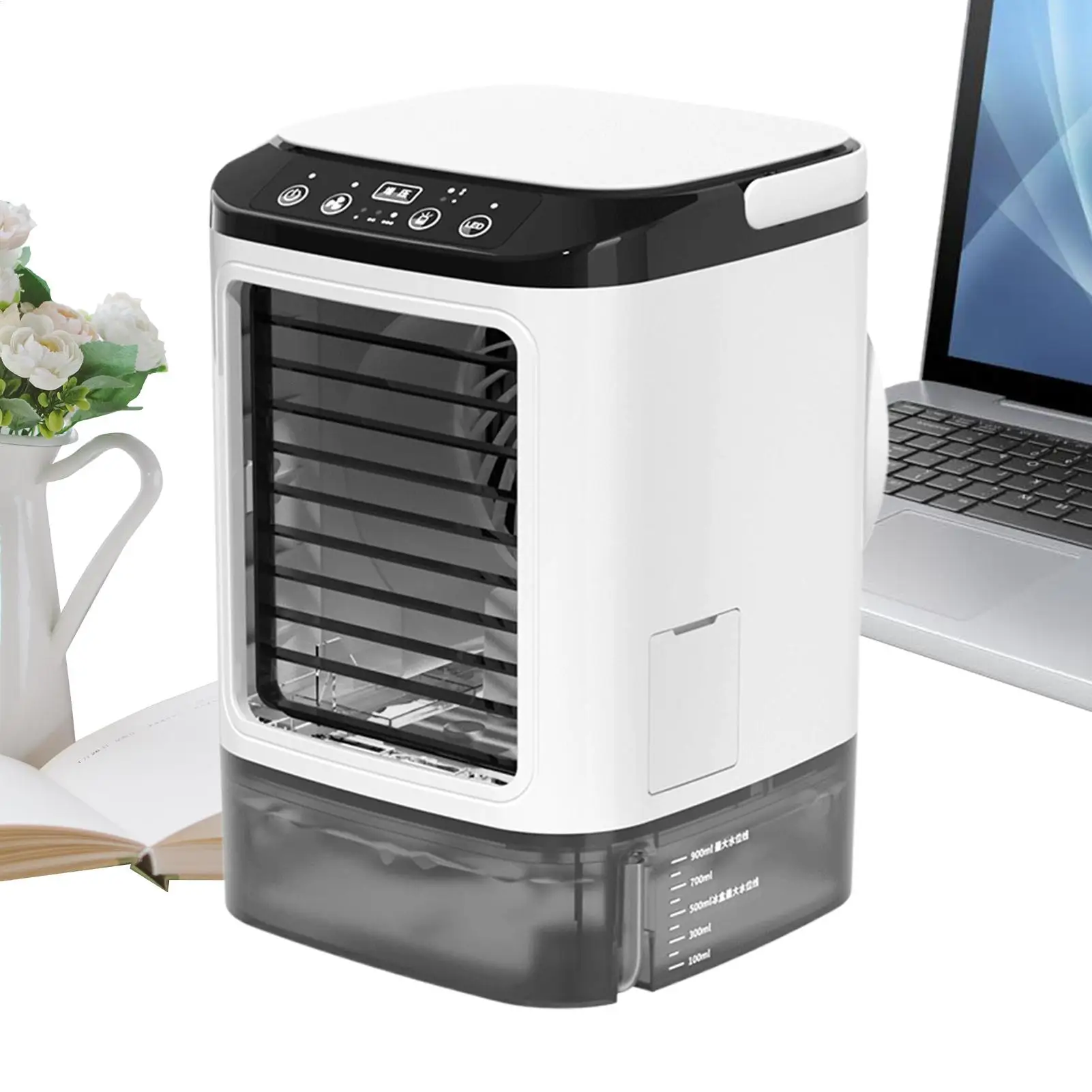 Portable Home Air Conditioner, Desk Fan with Duals Ultrasonic Atomization, 3 Speeds, with Night Light, Desktop Air Conditional