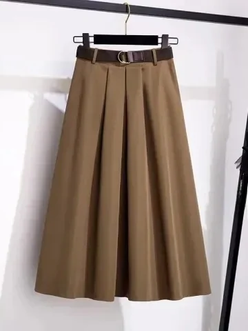 

Юбка А-силуэта с высокой талией, универсальная, омолаживающая, весна-осень, из полиэфирного волокна, корейский стиль, для офиса, облегающая фигуру