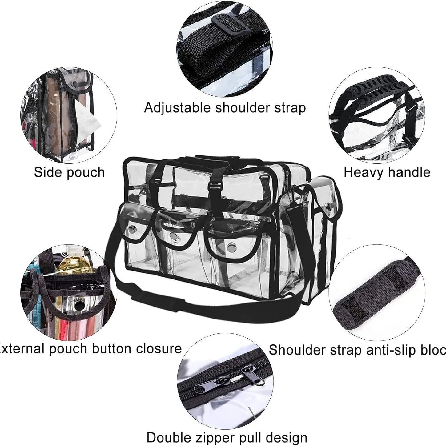 Professional Clear PVC Makeup Kits Organizer Make Up Set Bag MUA Carry All Artist Transparent Vinyl Travel Cosmetic Bag with6bag