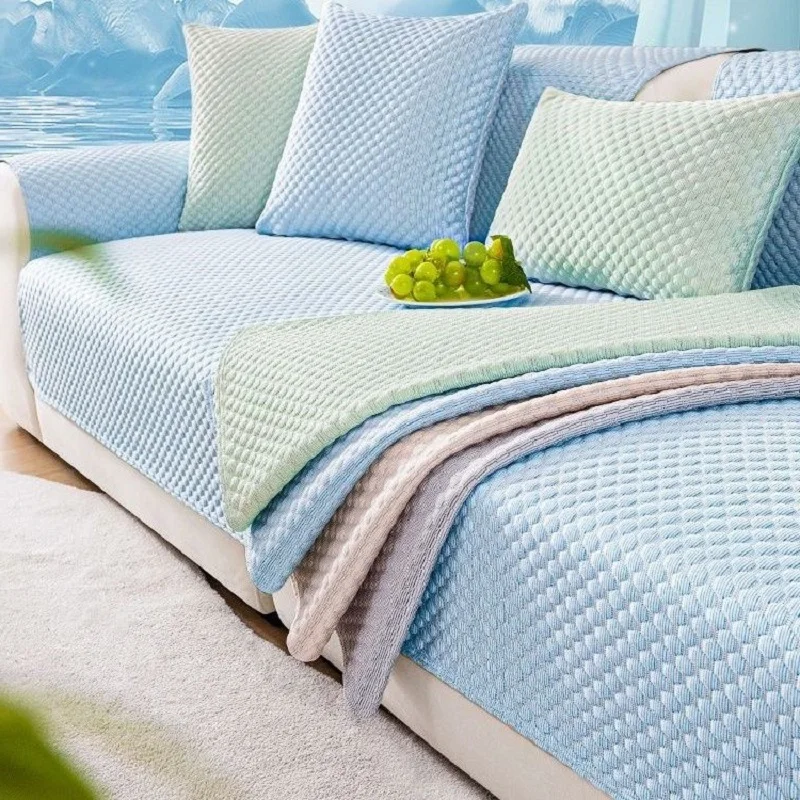 Summer Cool Sofa Cover Technology Ice Silk Sofa Cushion Simple Living Room Sofa Seat Cushion Non-Slip Sofa Cover Cloth Towel