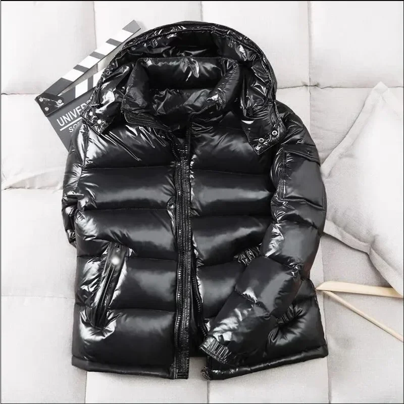 Mit kapuze Glänzende Daunenparkas Hohe Qualität Outdoor Winddicht Warme Tops Winter Herren Casual Weiße Ente Daunenjacken Verdicken Männer Mäntel