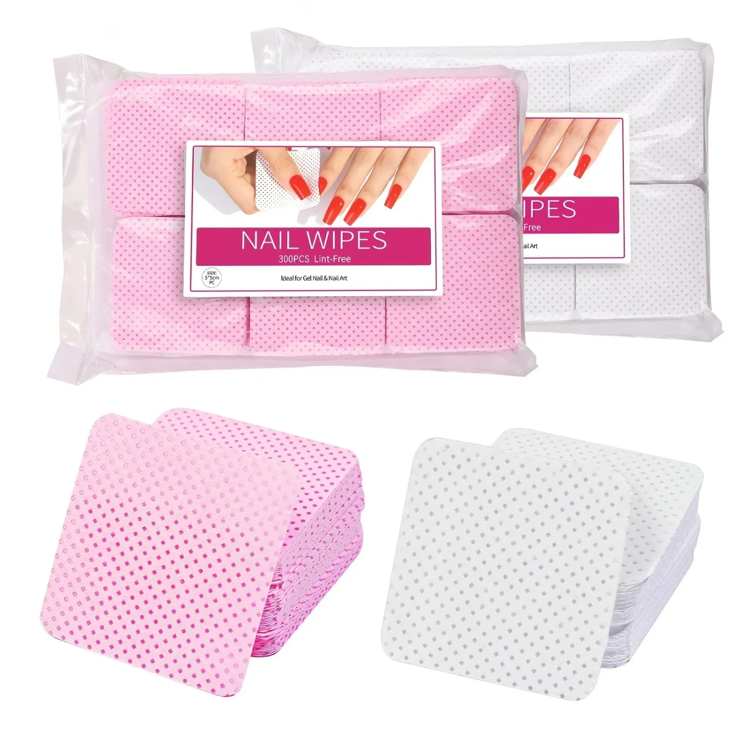 300/600pcs Nail Polish Remover Wipes Nail Cleaning Pads, Non Woven Nail Pads For Women Girl Beauty Salon Armor-removing Towel
