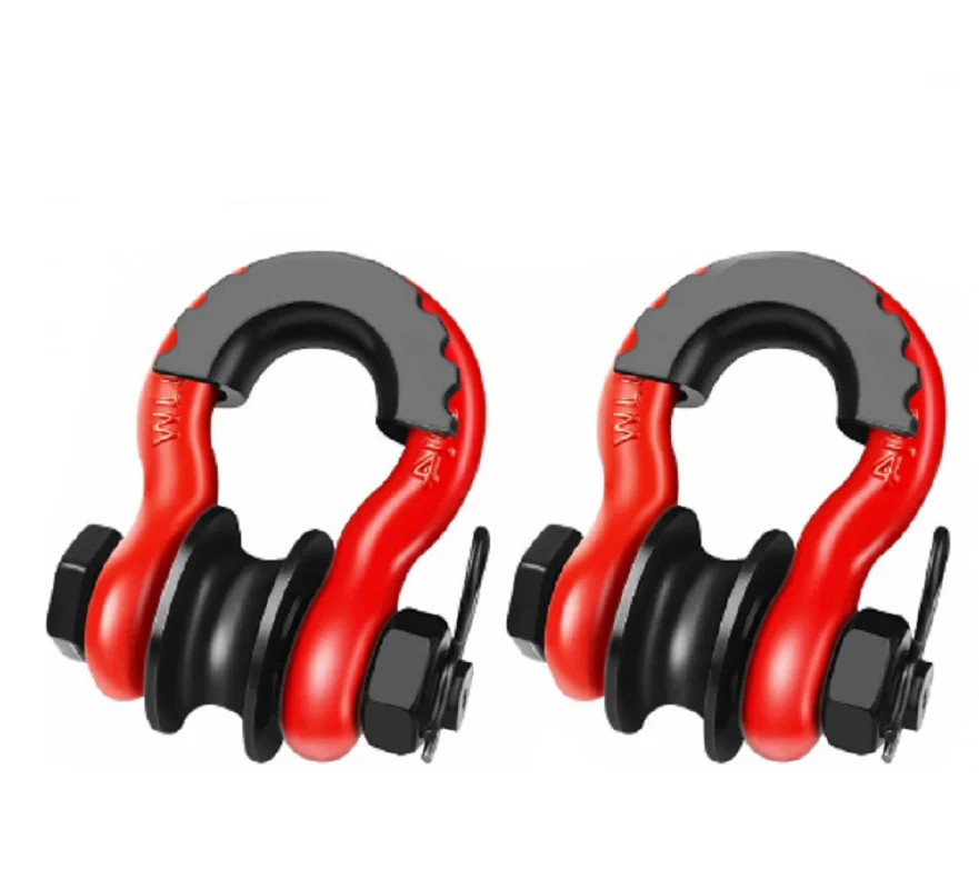 3/4” 2pcs 19Ton 42000lbs U type heavy duty drop forged D-ring shackle with pulley block u-hook loop hook trailer rope automobile