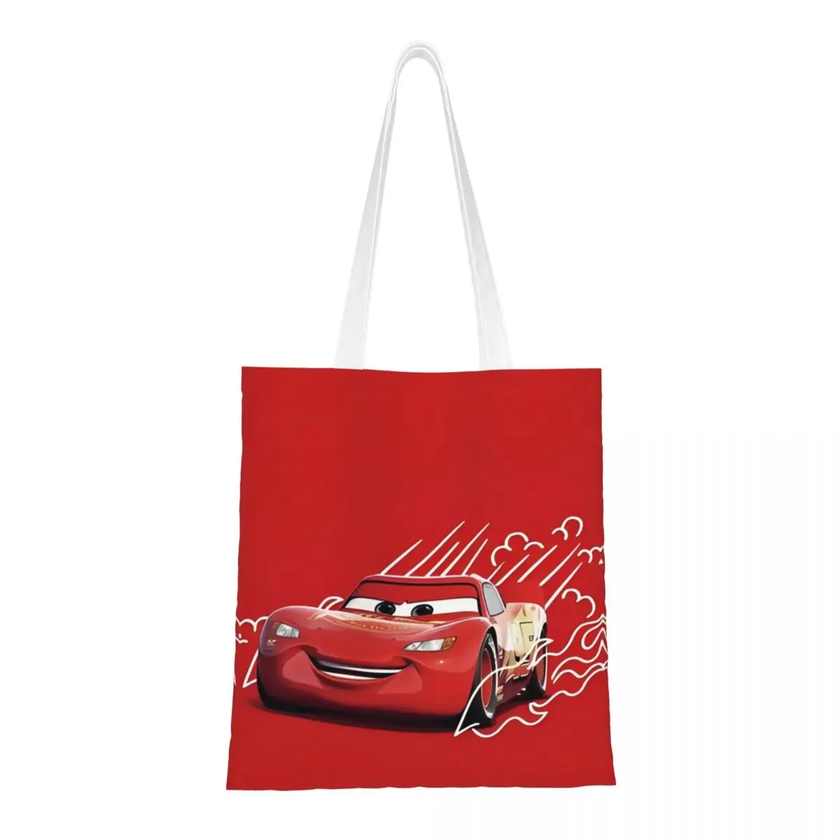 Lightning Mcqueen 95 tas kanvas Tote tas tren estetika kapasitas besar untuk wanita pria