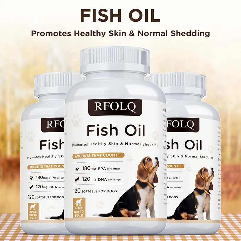 

Fish Oil Supplements for Dogs - Prevent Shedding & Improve Coat Shine, Skin Health Support