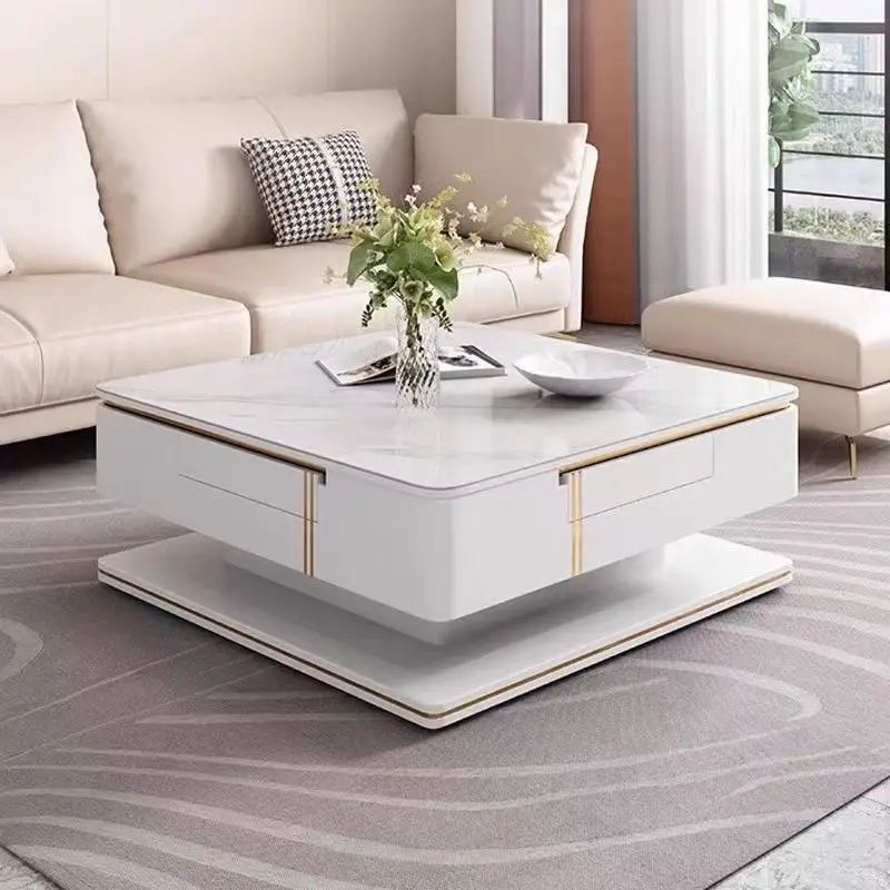 integrated dining table coffee table light luxury modern square multi-functional lifting dual-purpose household living room