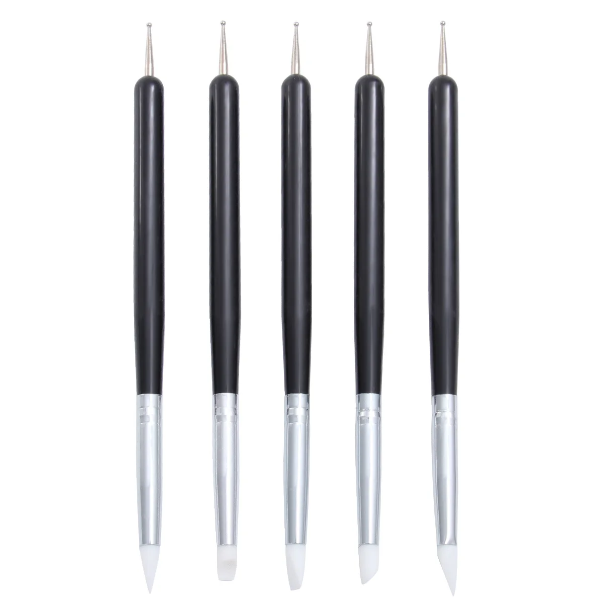 5Pcs Silicone Nail Pen Nail Art Brush Kit for Professional Home Use Fine Line Drawing Lightweight Portable Design