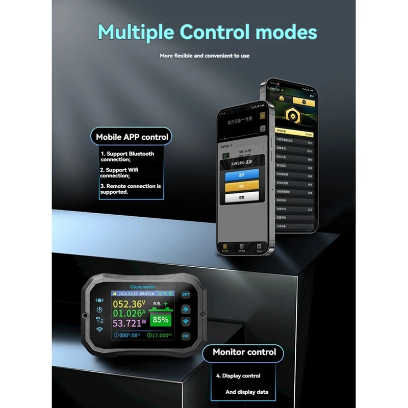 KM140F Wifi Coulomb Meter 400A Volt-Ammeter Power RV Battery Capacity Tester Monito For All Batteries