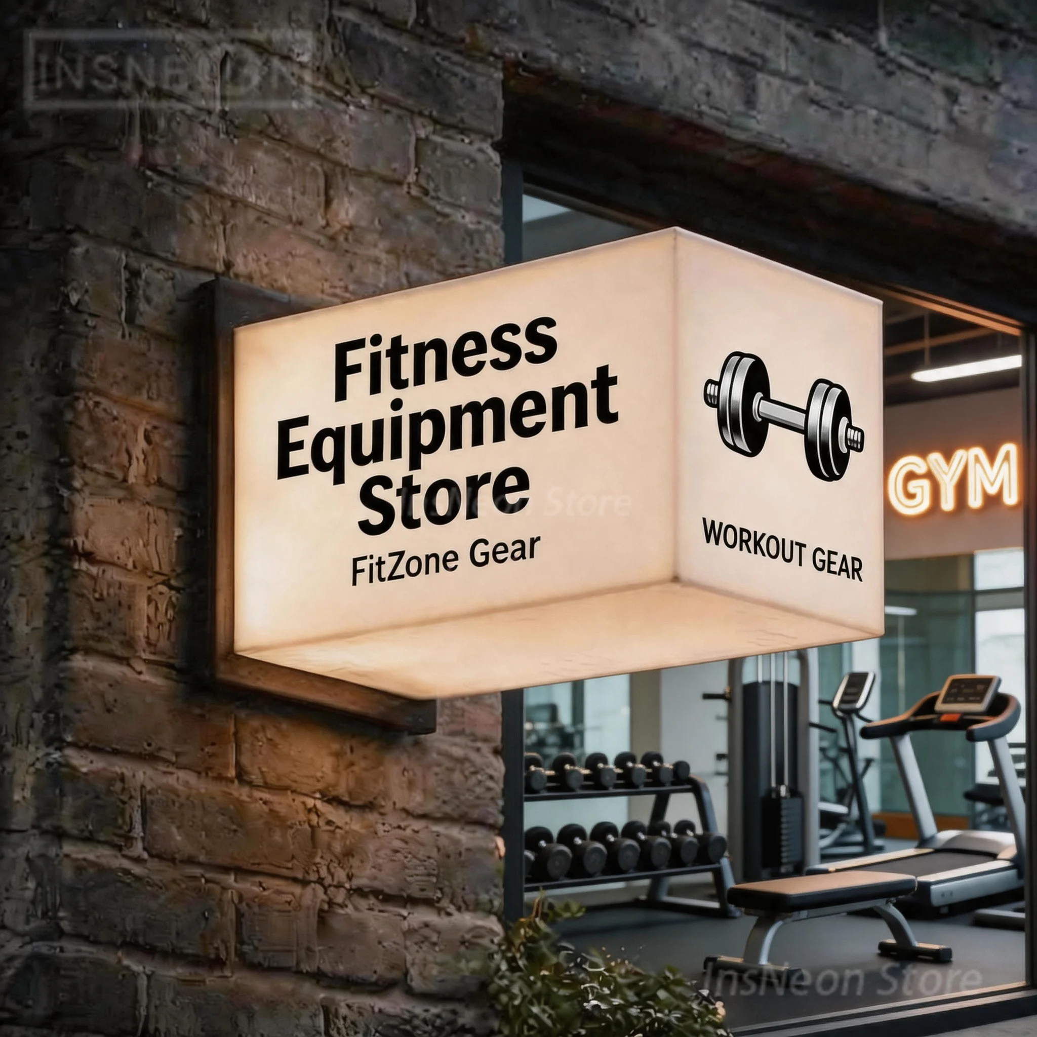 Signvia FitZone Gear Acrylic LED Light Box, Custom Shape High Brightness Wall Mount Backlit Sign for Fitness Gym Store