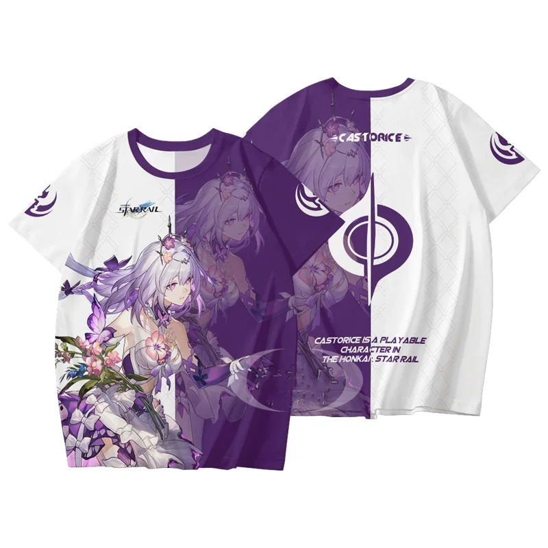 Honkai Star Rail Castorice Role Playing T-shirt Fashion 3D Print Kid Anime Tshirt Men Women Harajuku Short Sleeve O-Neck Y2k Top