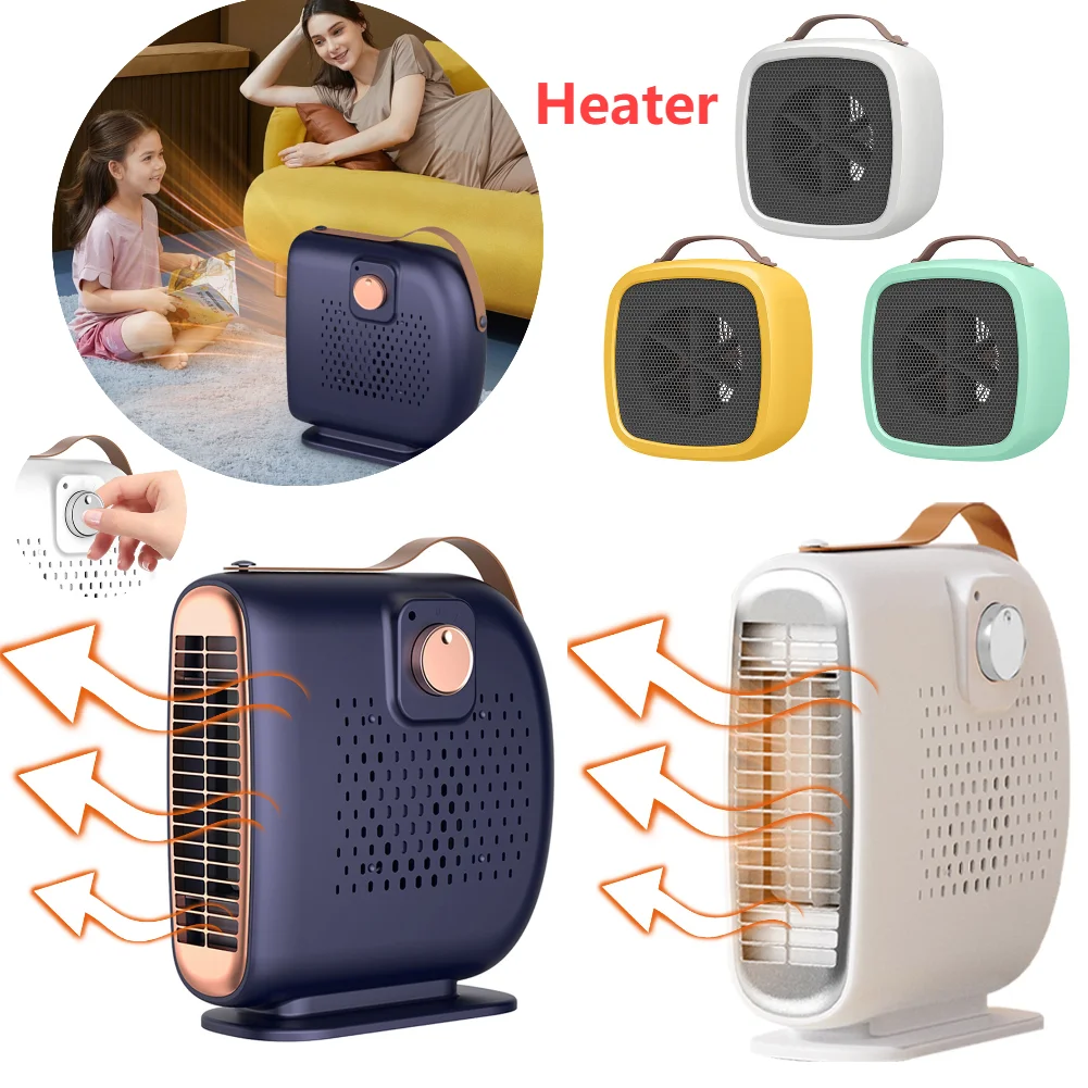 Mini Electric Space Heater 800W Small Warmer Fan PTC Safety Protection Against Scalding for Office Bedroom Electric Warm Air Fan