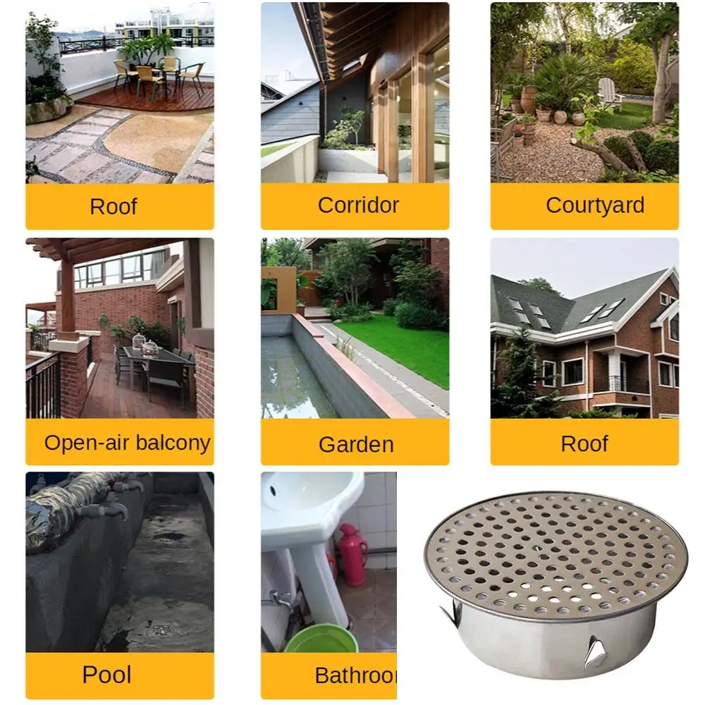 Round Hole Gutter Guard Net Anti-blocking Secondary Drainage Anti Clogging Filter Vent SUS 304 Stainless Steel