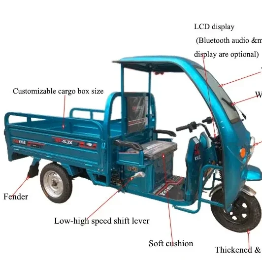 

Happy Life Tricycle Bike Cargo with Multiple Color Eec Trike 3 Wheel Tricycle Export Stock Wanhoo Cargo Tricycle