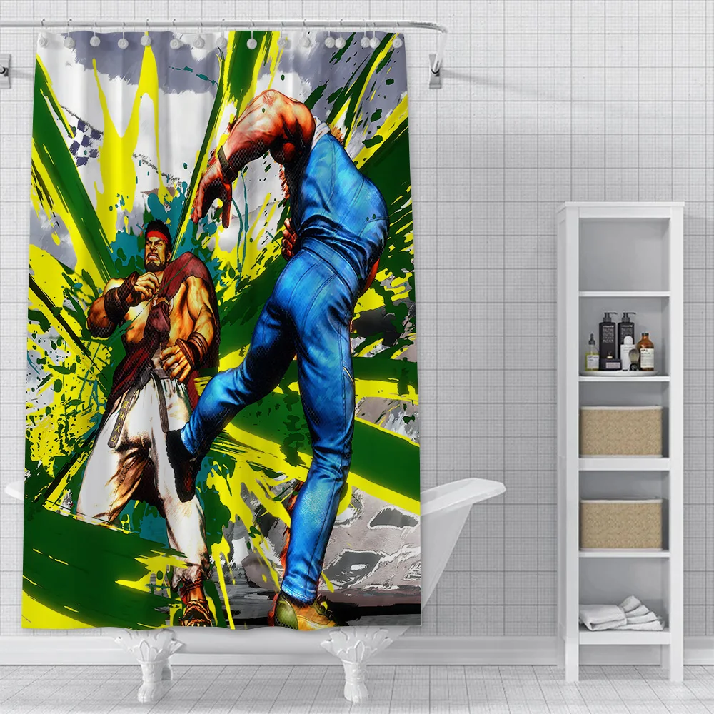 Game S-Street F-FighterS Shower Curtain Waterproof Polyester Fabric Paint Bath Curtains Home Bathroom Decor Curtain With Hook