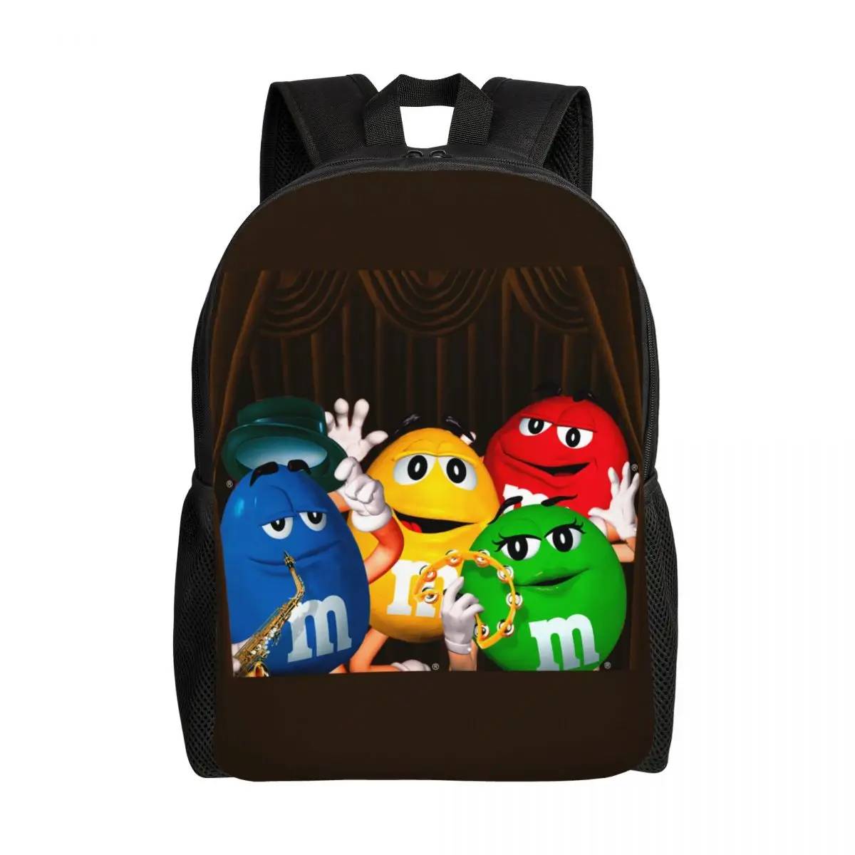 Funny Double M-M Backpacks for Women Men School College Student Bookbag Fits 15 Inch Laptop Chocolate Candy Bags