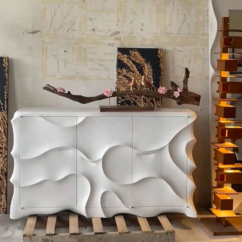 

Solid wood foyer, chest cabinet, wave pattern entrance cabinet