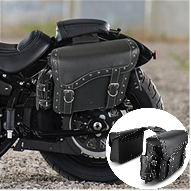 

PU Leather Motorcycle Saddlebags for Harley Davidson Road King Large Capacity Outing Luggage Motorbike Side Bags with Cup Holder