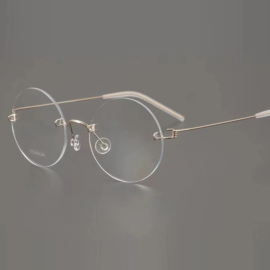 الدنمارك العلامة التجارية بدون شفة إطار النظارات البصرية المستديرة خفيفة المسمار وصفة طبية النظارات لا حافة نظارات مخصصة 356 #4