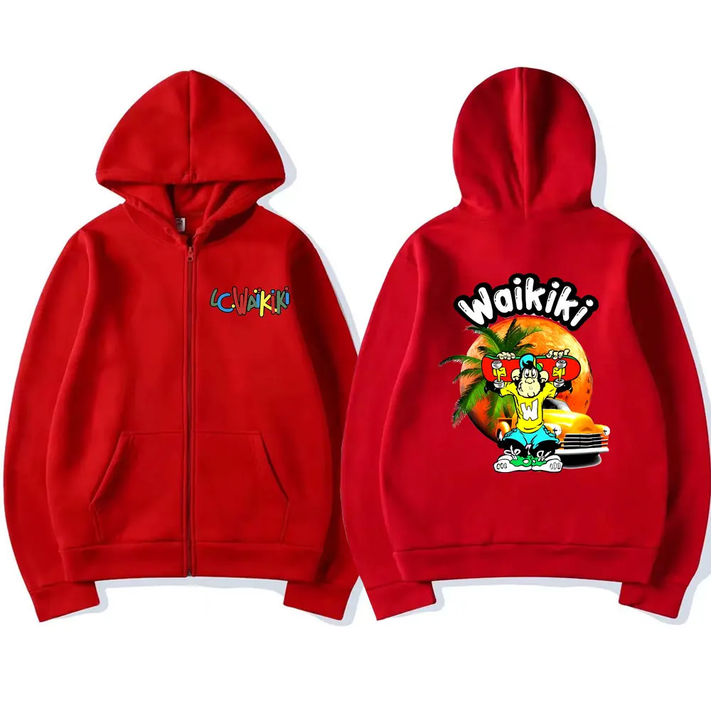 Skateboarding Boy Lc Waikiki Monkey Graphic Zipper Hoodie Male Fashion Oversized Streetwear Men's Vintage Causal Zip Up Jacket