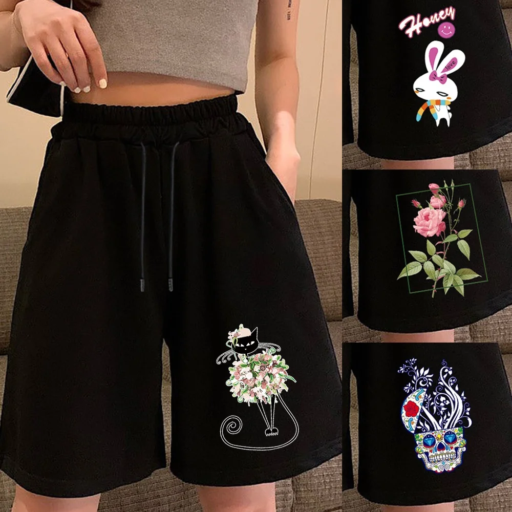 Short d'été à taille haute pour femmes, vêtement ample, jambes larges, longueur aux genoux, coupe droite, tendance, Fitness, respirant