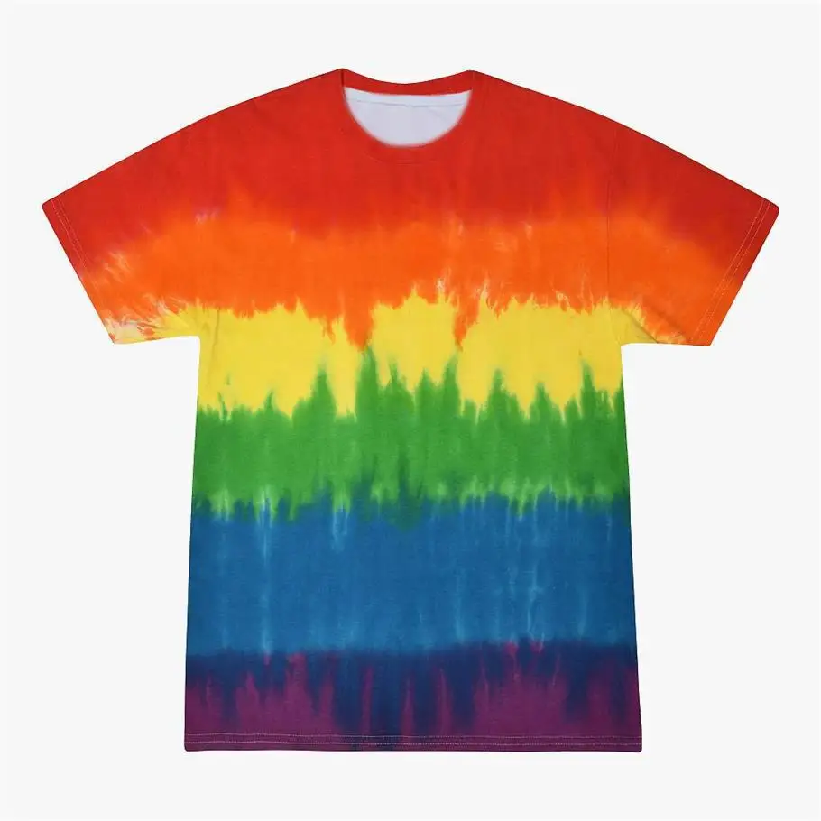 Summer Unisex Spiral Rainbow Tie Dye T-Shirt O Neck Short Sleeve Casual Hippie Streetwear Oversized Tees Multi Color Optional