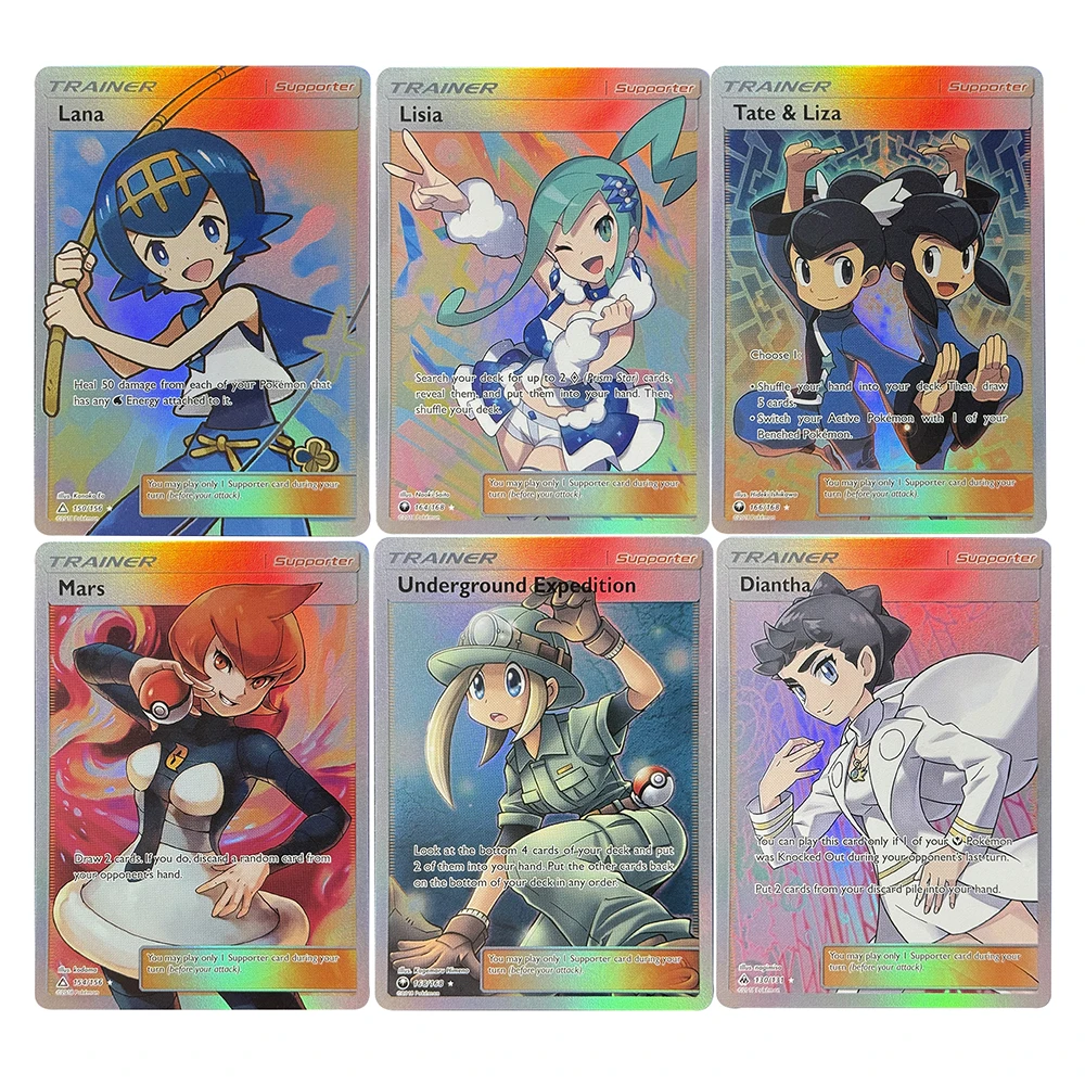 Pokemon Proxy Trainer Card Mars Lillie Diantha Herma Celestial Lacey Cynthia Lisia Cassiopeia Colección de tarjetas comerciales PTCG