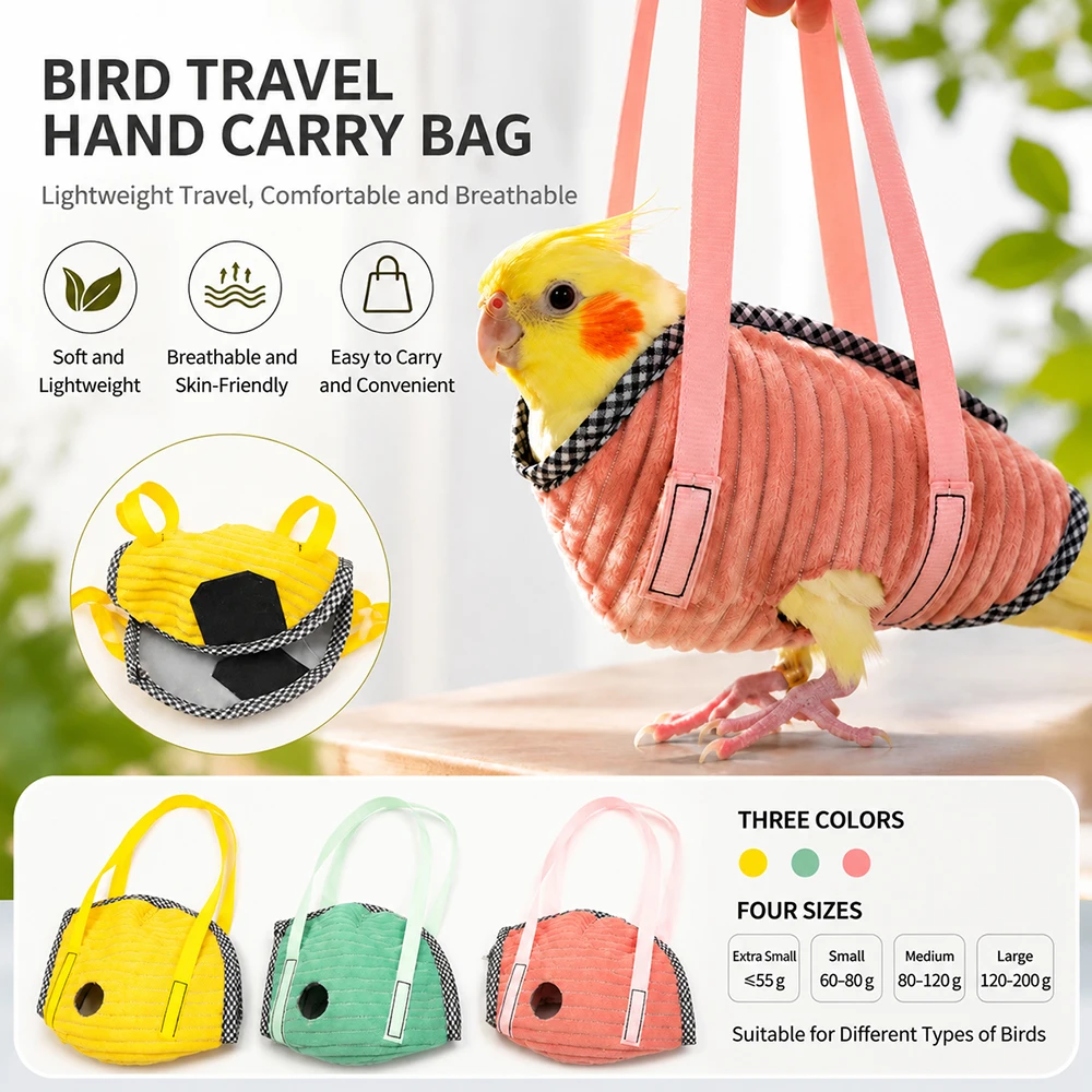 Portable Handheld Bird Travel Carrier Bag – Lightweight Hand Carry Parrot Sling Backpack for Parakeets, Budgies, Cockatiels