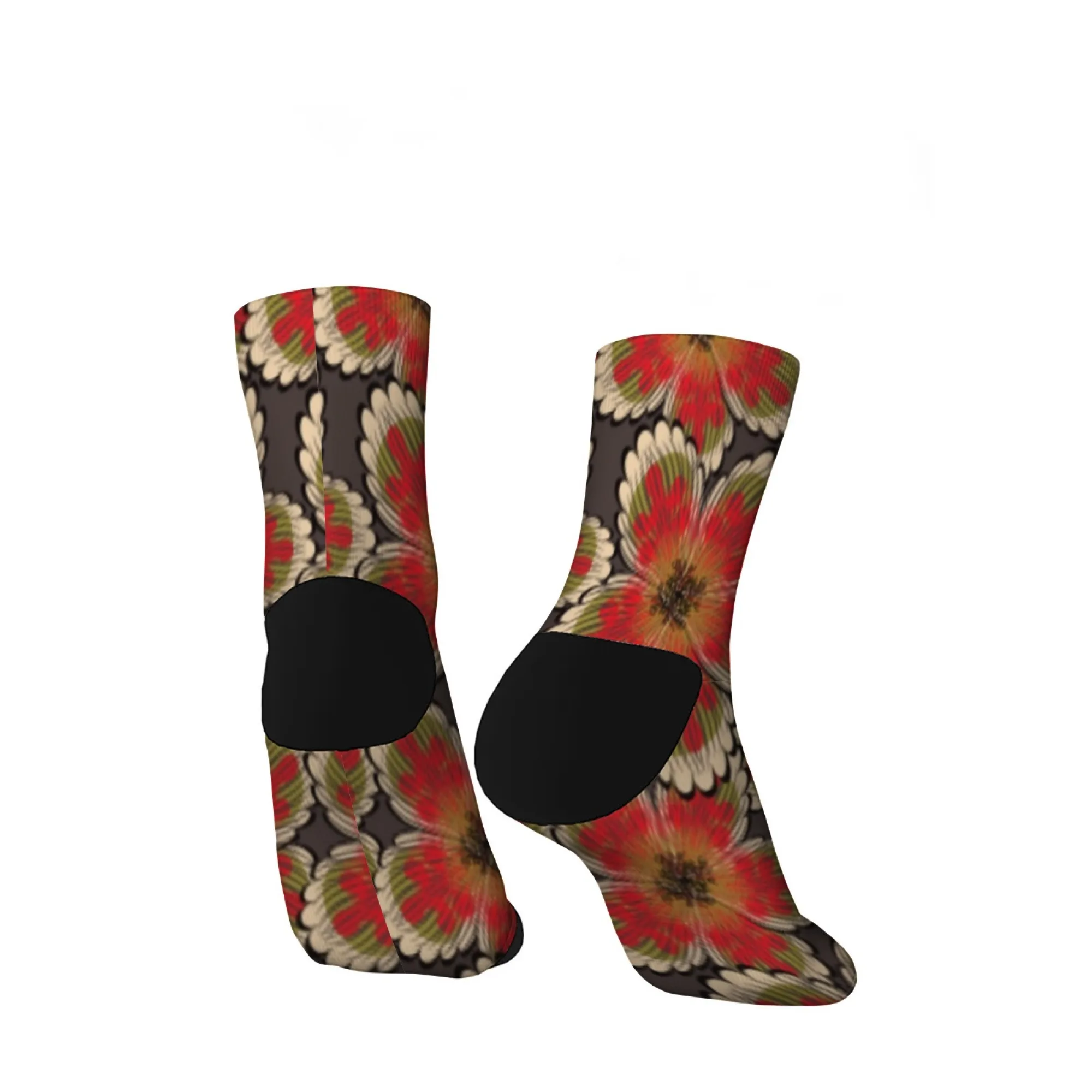 جوارب ضغط مجنونة سعيدة داكنة، جوارب قصيرة على شكل زهور حمراء كلاسيكية، جوارب مضحكة مبتكرة، هدية كاجوال على طراز هاراجوكو #3