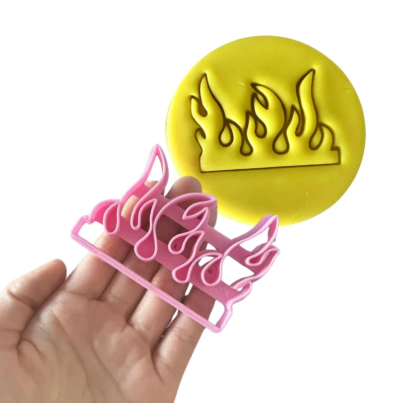 Cake Tool 3inch Flame Burning Fire Plastic Fondant Cutter Mold Stamp Decorating