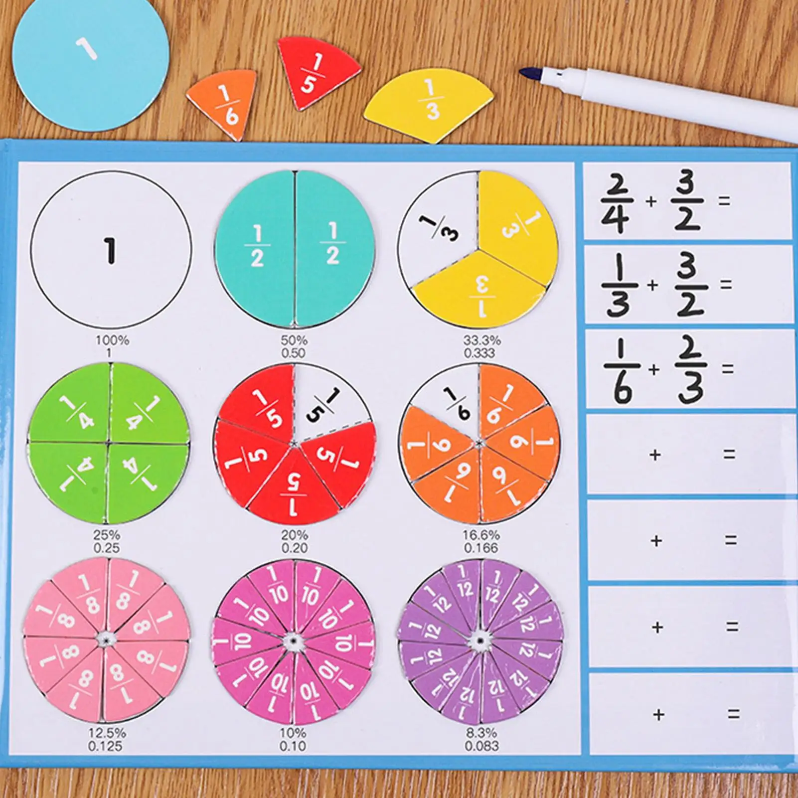 Magnetic Fraction Tiles Educational Magnetic Book Fraction Puzzle Multifunctional Math Manipulatives For Elementary Primary