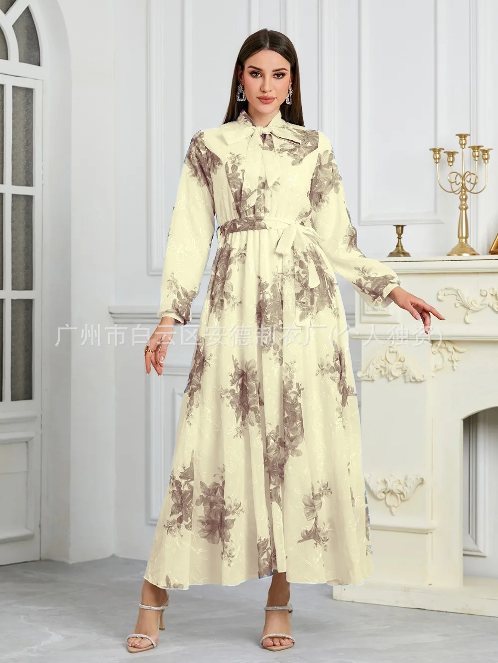 Vestido musulmán para mujer, Abaya de fiesta, Ramadán, Eid, estampado, Vestidos con cordones, vestido largo árabe, caftán marroquí de Dubái, Vestidos islámicos Jalabiya